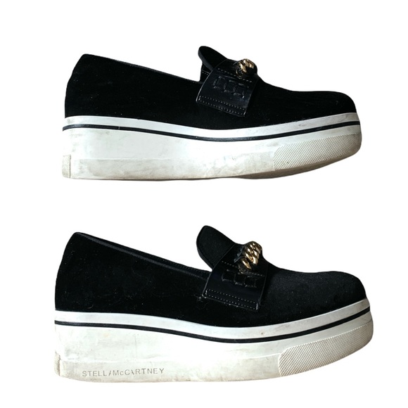 Stella McCartney Velvet Gold Chain Platform Shoes - Picture 10 of 17